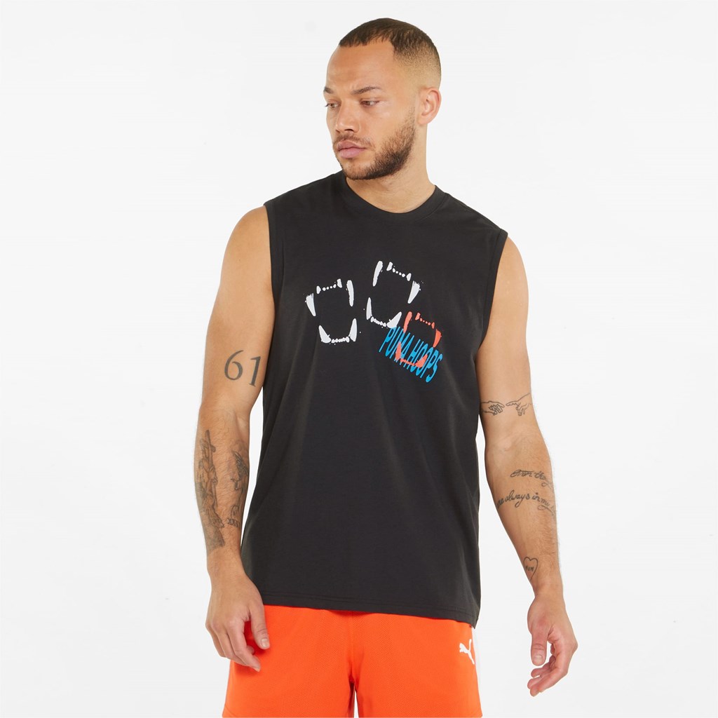 Puma Don't Flinch Basketball Singlet Herre Svarte Hvite | RW6043189