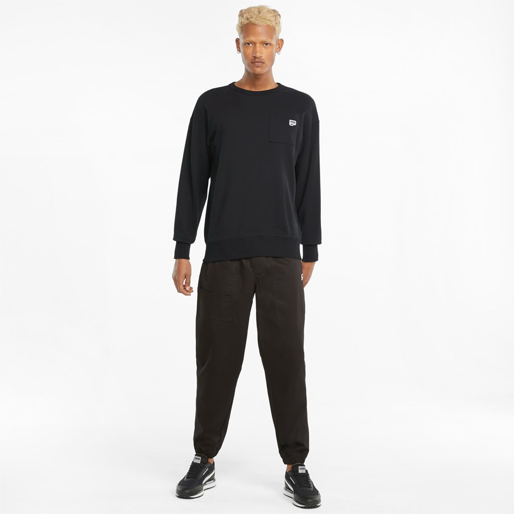 Puma Downtown Crew Neck Sweatshirt Herre Svarte | AN4215986