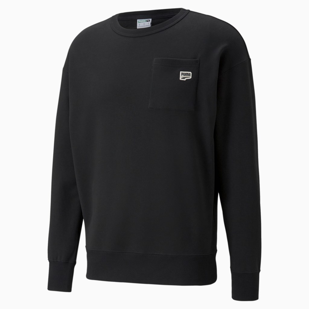 Puma Downtown Crew Neck Sweatshirt Herre Svarte | AN4215986