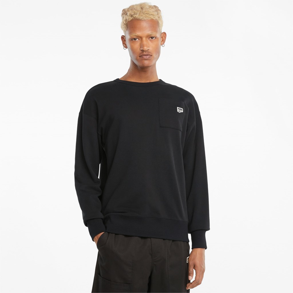 Puma Downtown Crew Neck Sweatshirt Herre Svarte | AN4215986