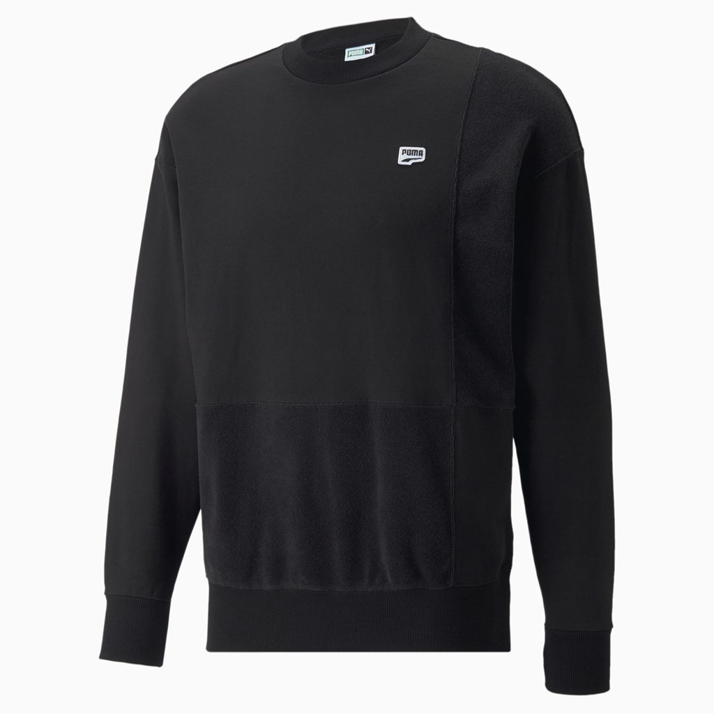 Puma Downtown Crew Neck Sweatshirt Herre Svarte | RD7083162