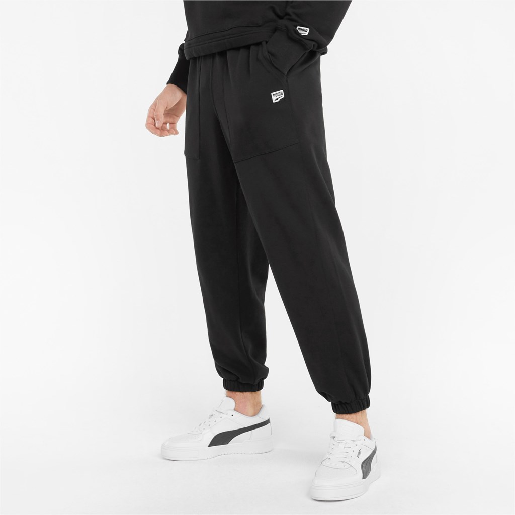 Puma Downtown French Terry Sweatpants Herre Svarte | EW5947681