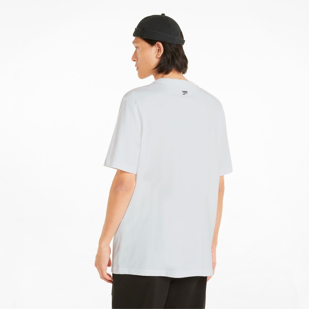 Puma Downtown Graphic Crew Neck Løpe Tskjorte Herre Hvite | 309WUXGIN