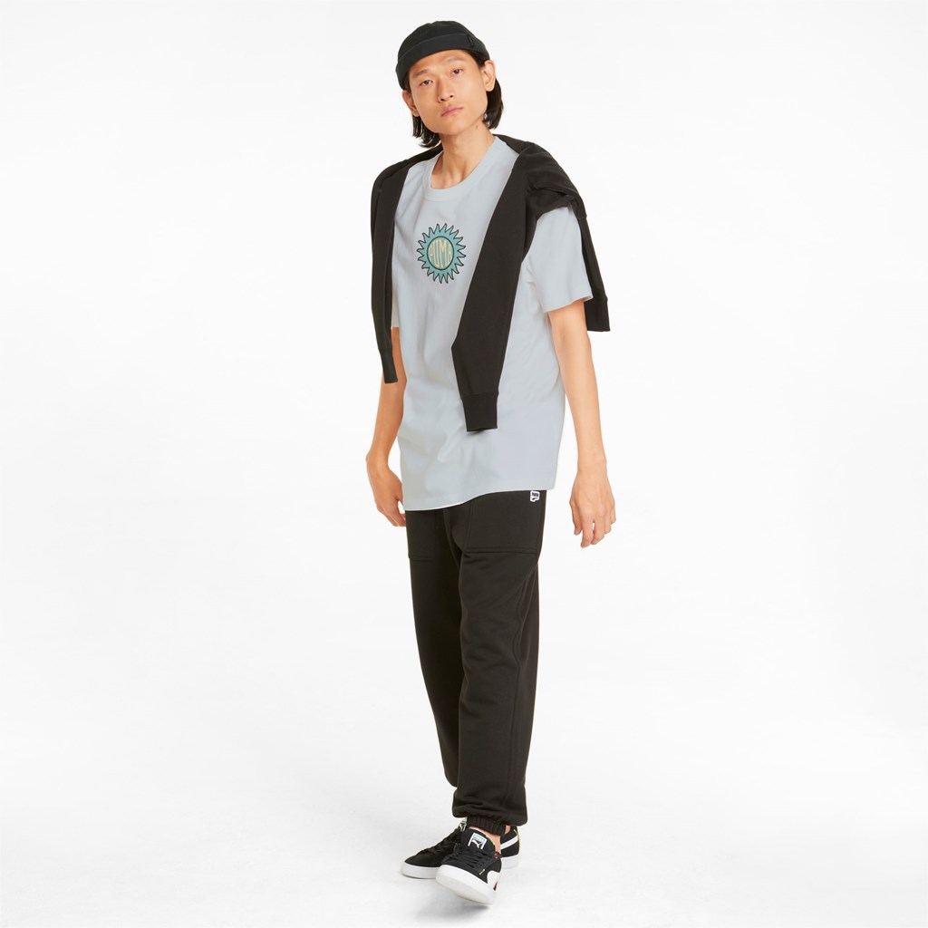 Puma Downtown Graphic Crew Neck Løpe Tskjorte Herre Hvite | 309WUXGIN