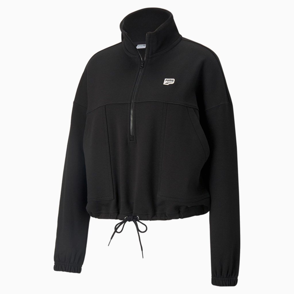 Puma Downtown Half-Zip Jakke Dame Svarte | 380BAXOKL