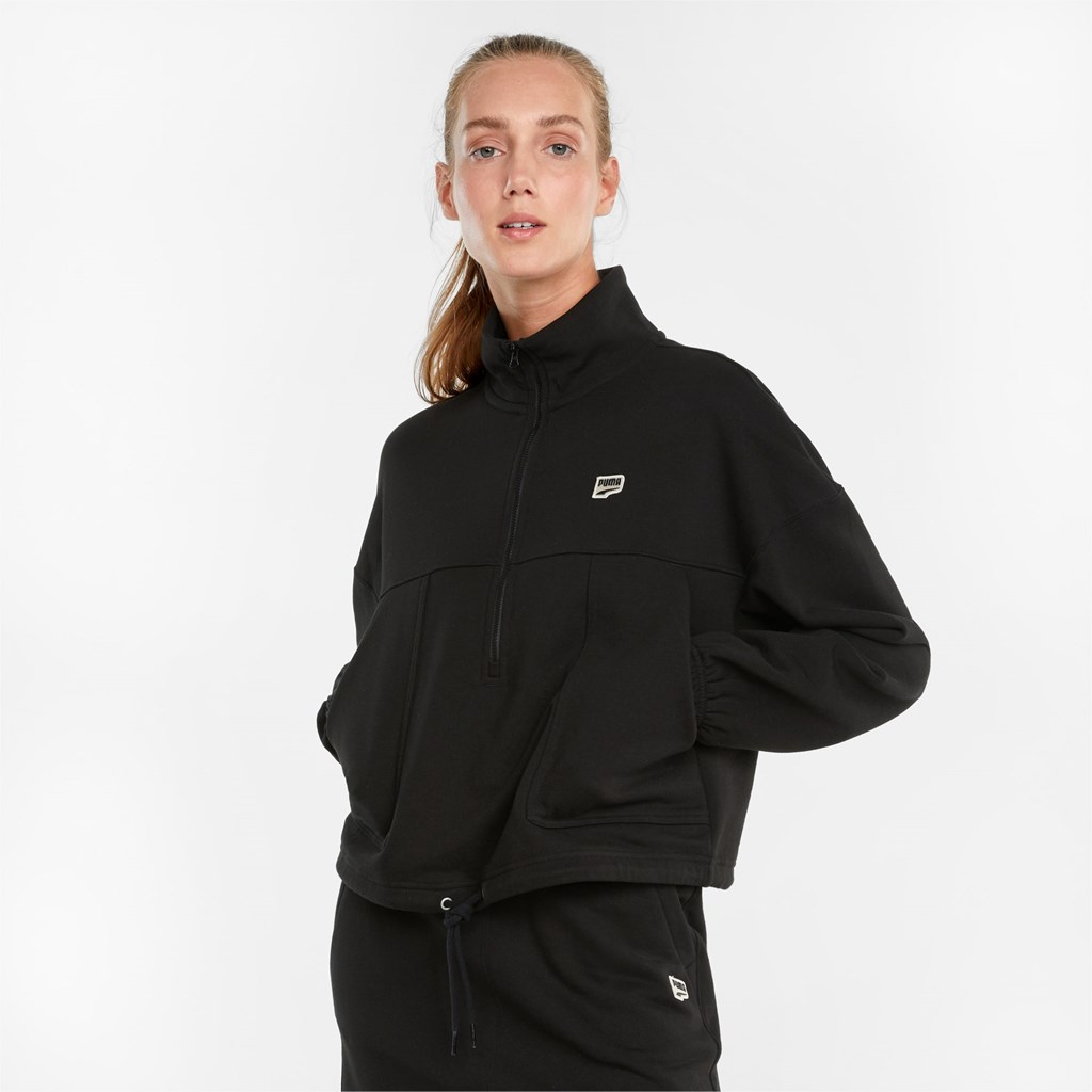 Puma Downtown Half-Zip Jakke Dame Svarte | 380BAXOKL