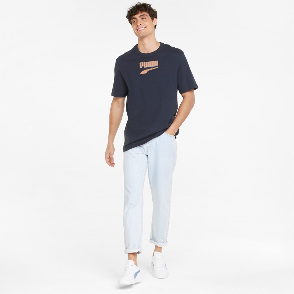 Puma Downtown Logo Crew Neck Løpe Tskjorte Herre Parisian Night | 321BZAXMU