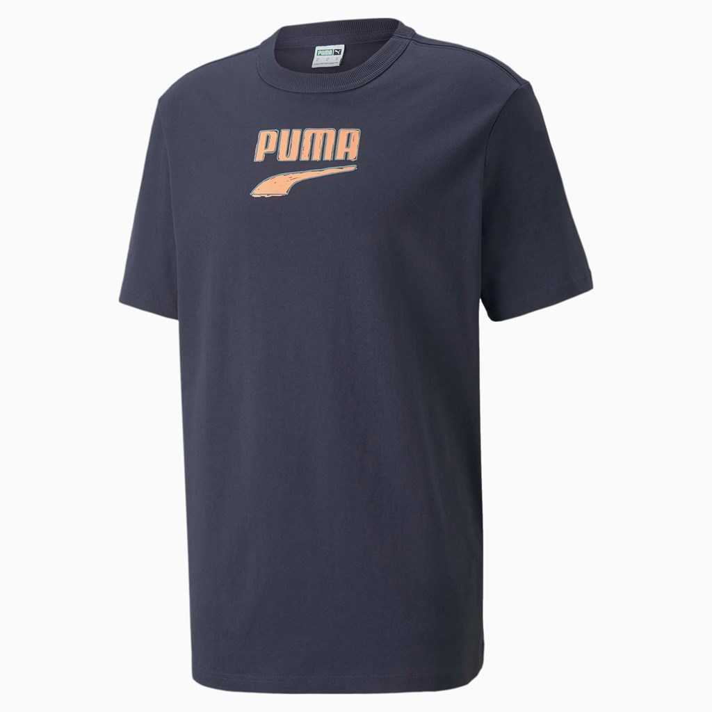 Puma Downtown Logo Crew Neck Løpe Tskjorte Herre Parisian Night | 321BZAXMU