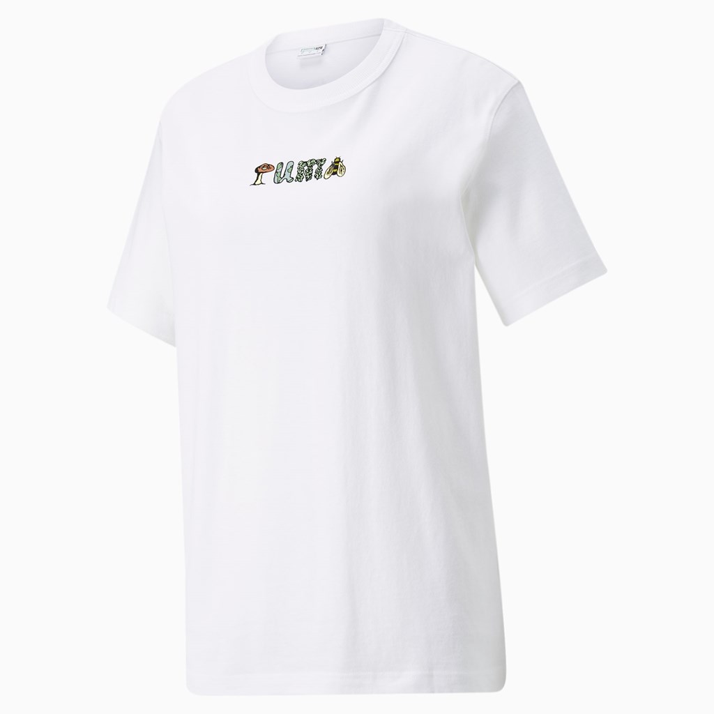 Puma Downtown Relaxed Graphic Løpe Tskjorte Dame Hvite | 610VSLNCB