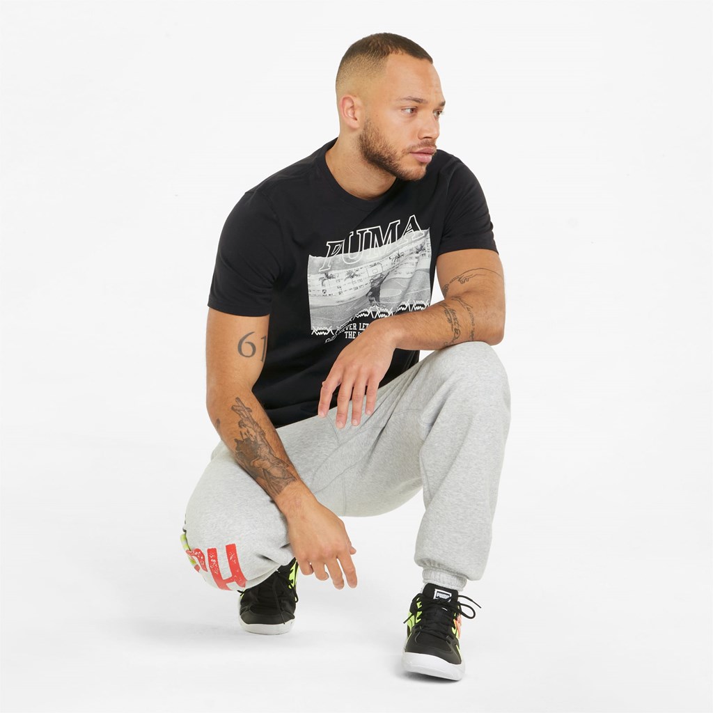 Puma Dylan Kort Sleeve Basketball Løpe Tskjorte Herre Svarte Hvite | 629XCIBQW