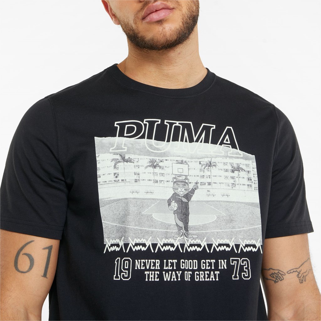 Puma Dylan Kort Sleeve Basketball Løpe Tskjorte Herre Svarte Hvite | 629XCIBQW