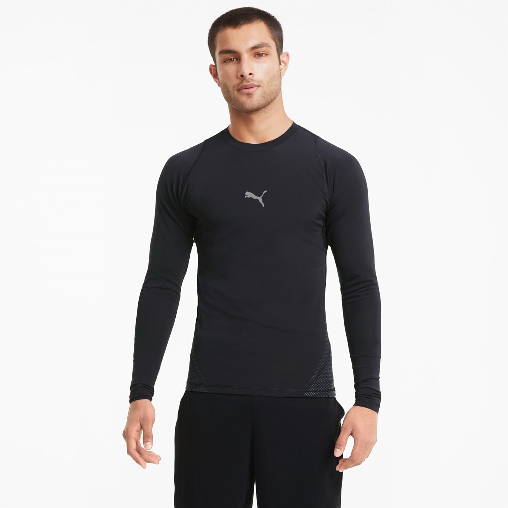 Puma EXO-ADAPT Long Sleeve Løpe Tskjorte Herre Svarte | 064WEQXZH