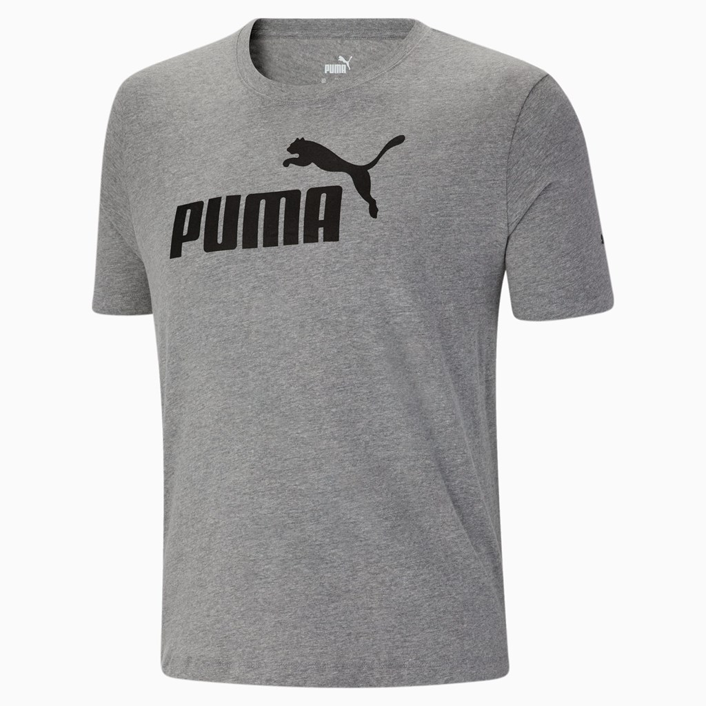 Puma Essentials Logo BT Løpe Tskjorte Herre Medium Gray Heather | 480CIQMZT