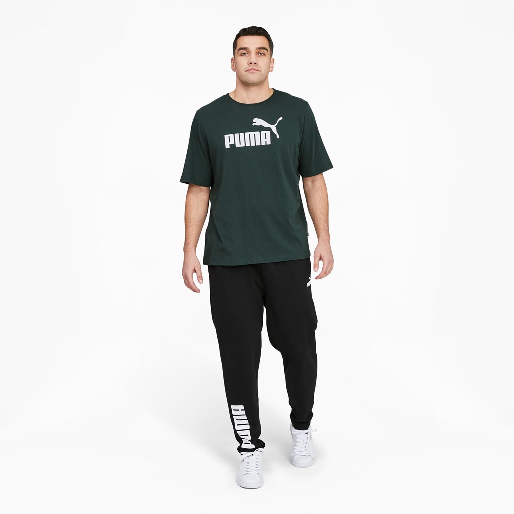 Puma Essentials Logo BT Løpe Tskjorte Herre Grønn Hvite | 517IZDRFE