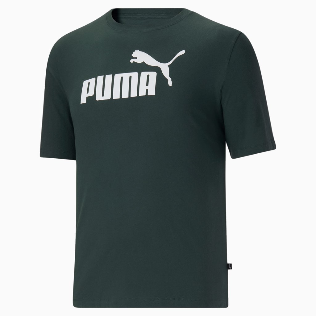 Puma Essentials Logo BT Løpe Tskjorte Herre Grønn Hvite | 517IZDRFE