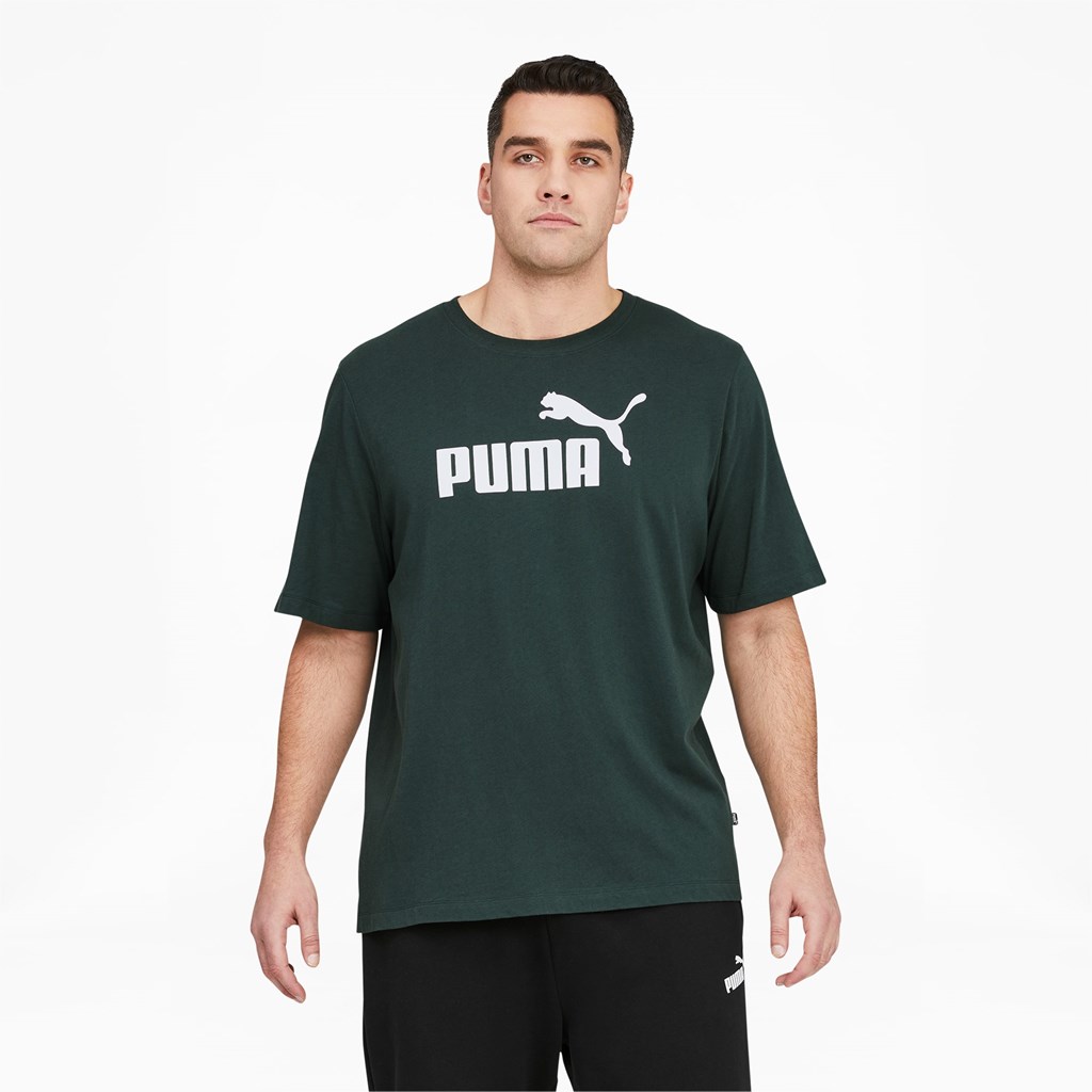 Puma Essentials Logo BT Løpe Tskjorte Herre Grønn Hvite | 517IZDRFE