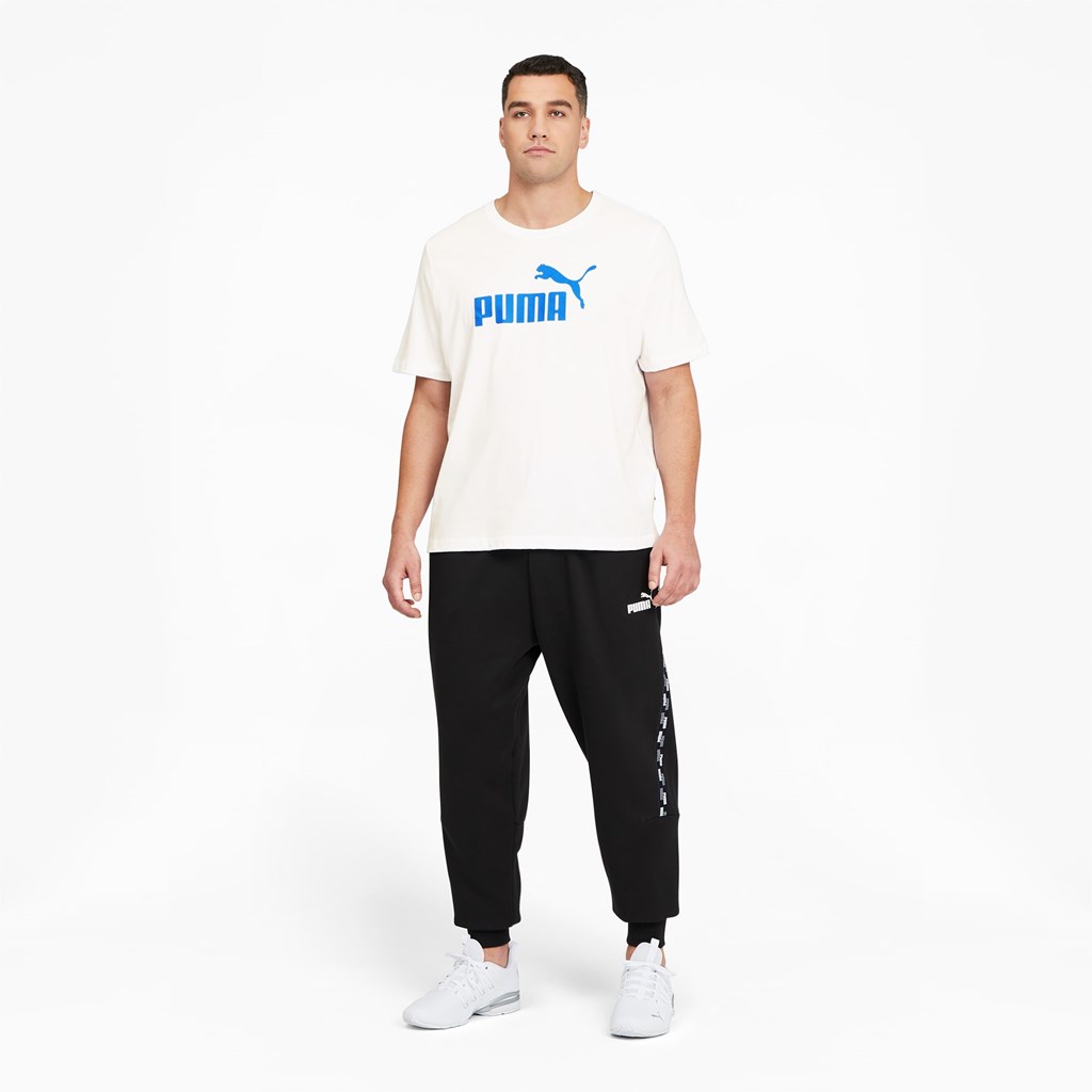 Puma Essentials Logo BT Løpe Tskjorte Herre Hvite Blå | 982OVWEYZ