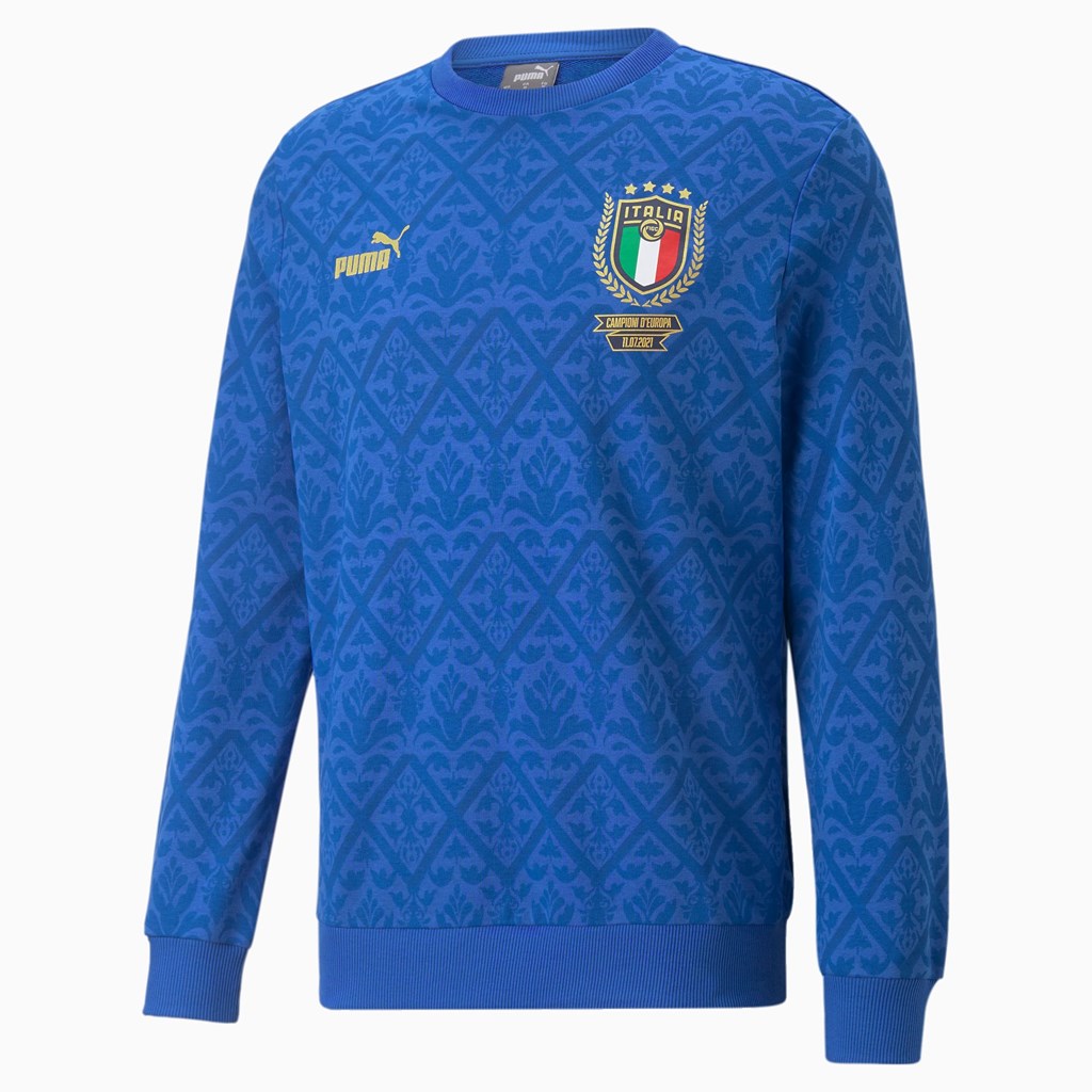 Puma FIGC Graphic Winner Soccer Sweatshirt Herre Blå Blå | LA9561472