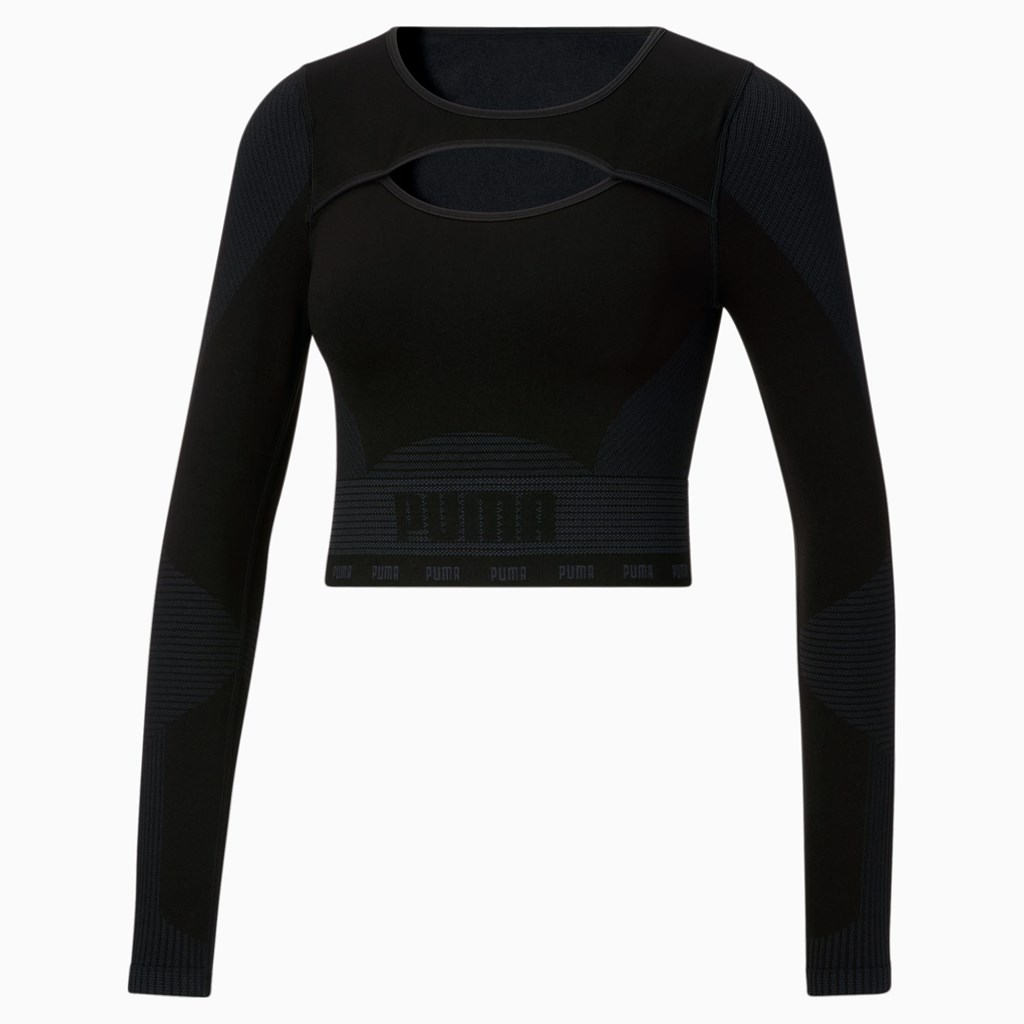 Puma FORMKNIT SEAMLESS Long Sleeve Trenings Løpe Tskjorte Dame Svarte | 109SEAHFC