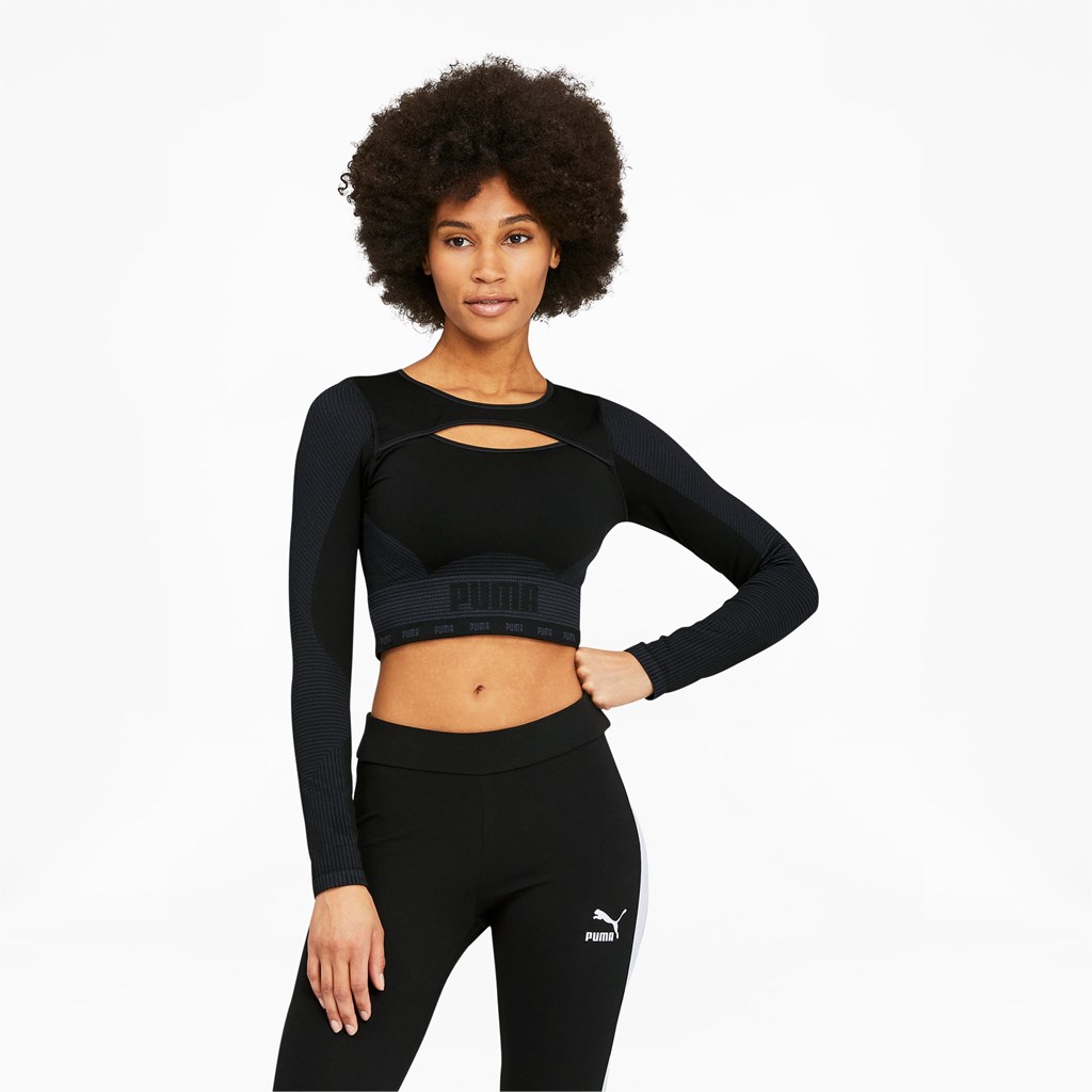 Puma FORMKNIT SEAMLESS Long Sleeve Trenings Løpe Tskjorte Dame Svarte | 109SEAHFC