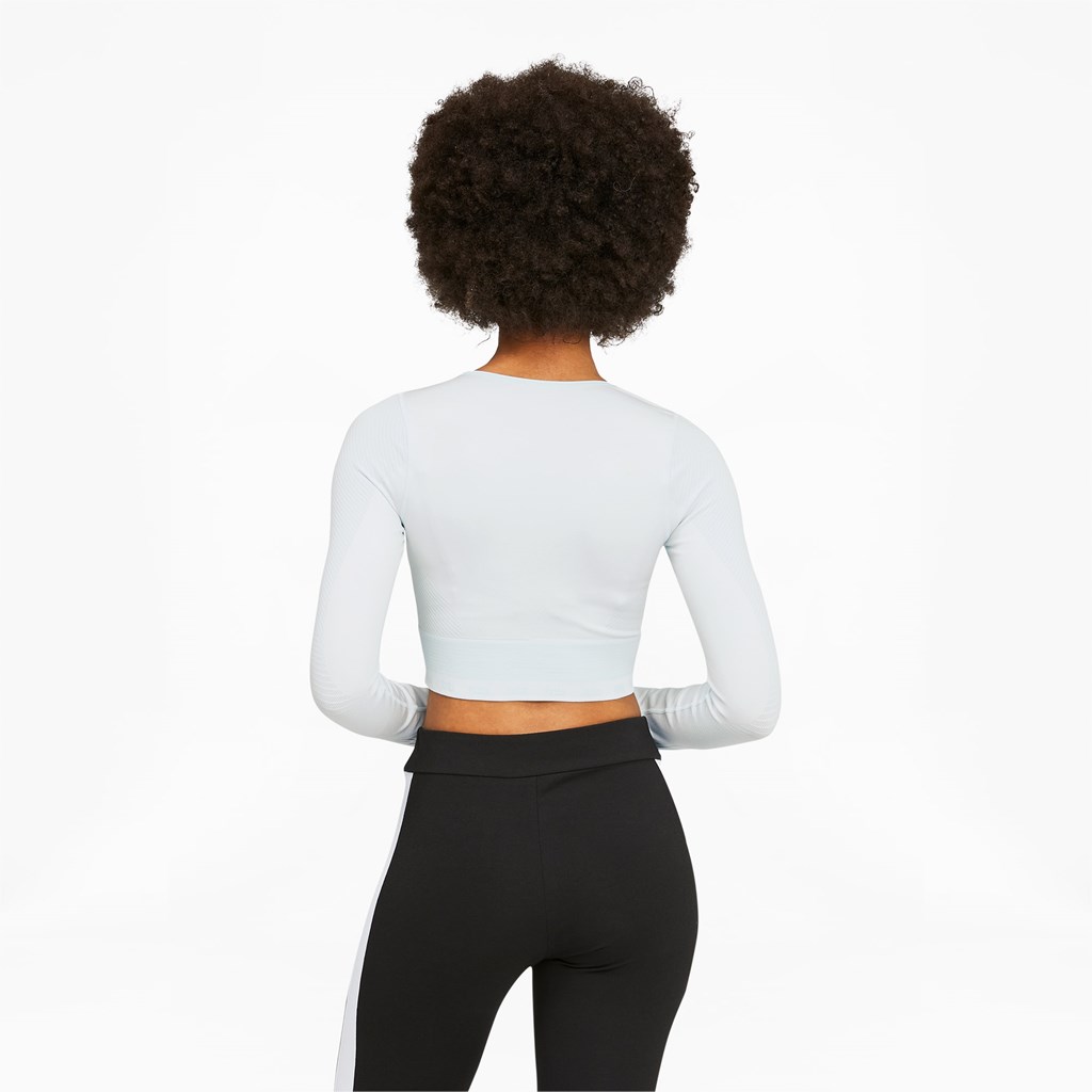 Puma FORMKNIT SEAMLESS Long Sleeve Trenings Løpe Tskjorte Dame Blå Hvite | 690BHKNUY