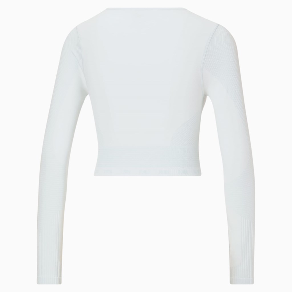 Puma FORMKNIT SEAMLESS Long Sleeve Trenings Løpe Tskjorte Dame Blå Hvite | 690BHKNUY