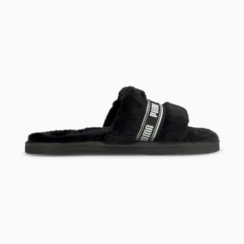 Puma Fluff Badesandaler Dame Svarte Hvite | ME2013748