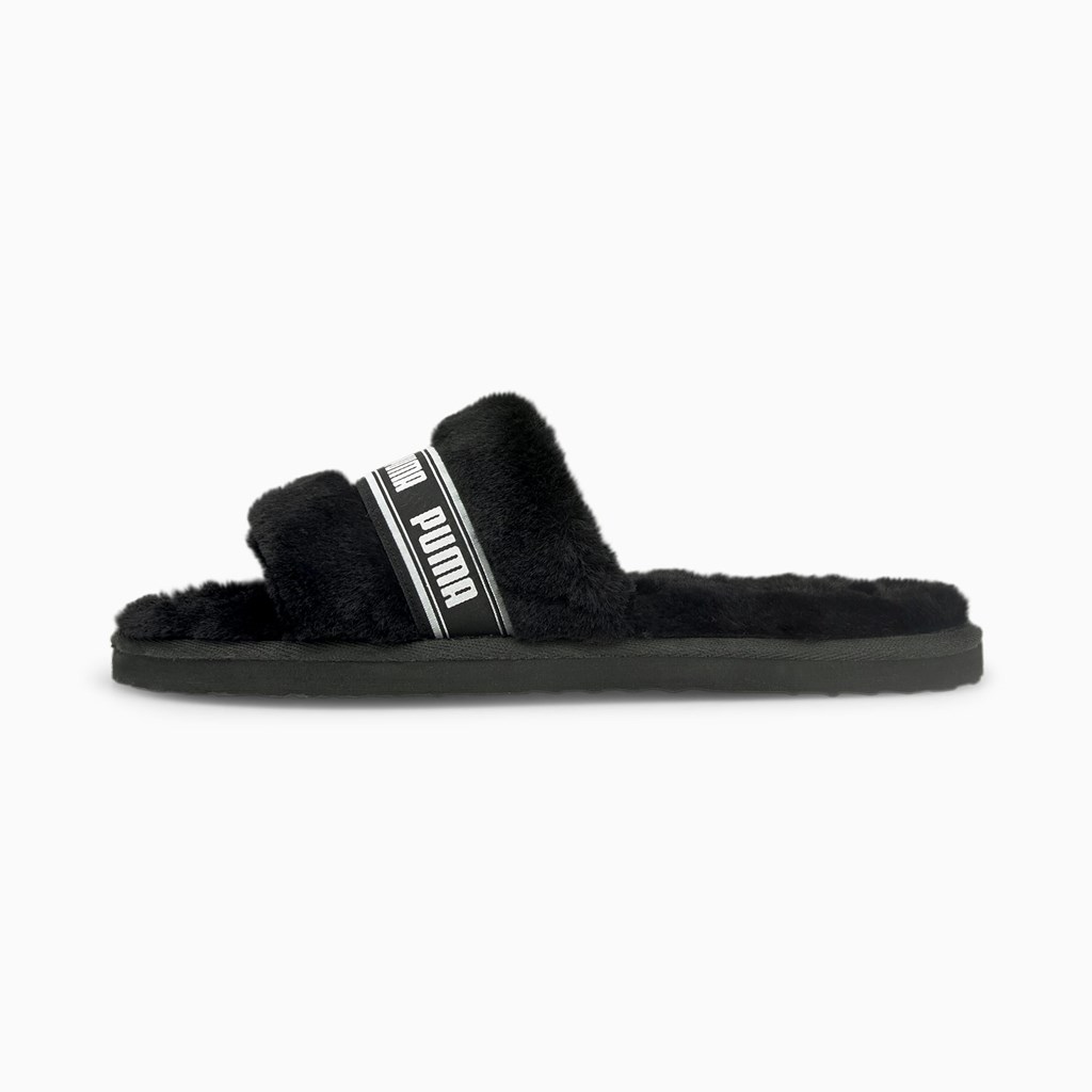 Puma Fluff Badesandaler Dame Svarte Hvite | ME2013748