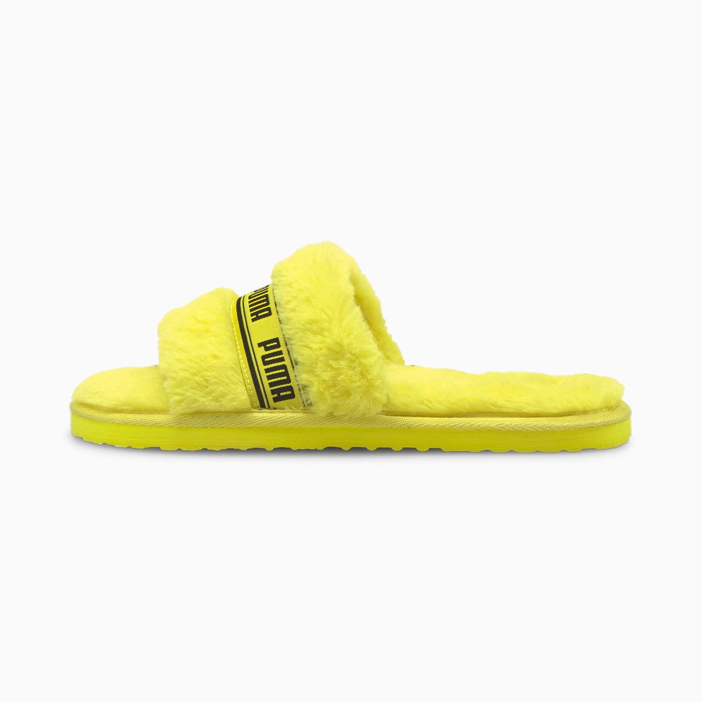 Puma Fluff Badesandaler Jr Badesandaler Jente Gul Svarte | BU9176420