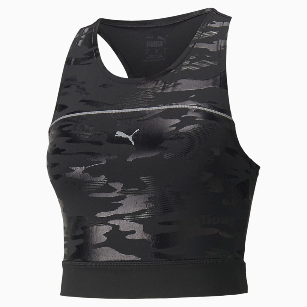 Puma High Shine Cropped Jogge Tank Tops Dame Svarte | PG4107382