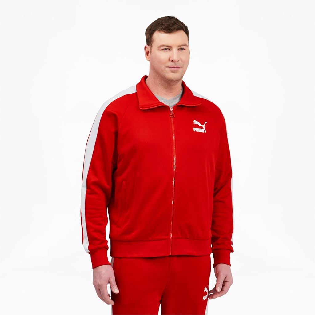 Puma Iconic T7 Track BT Jakke Herre Rød Hvite | 783LXCNTJ