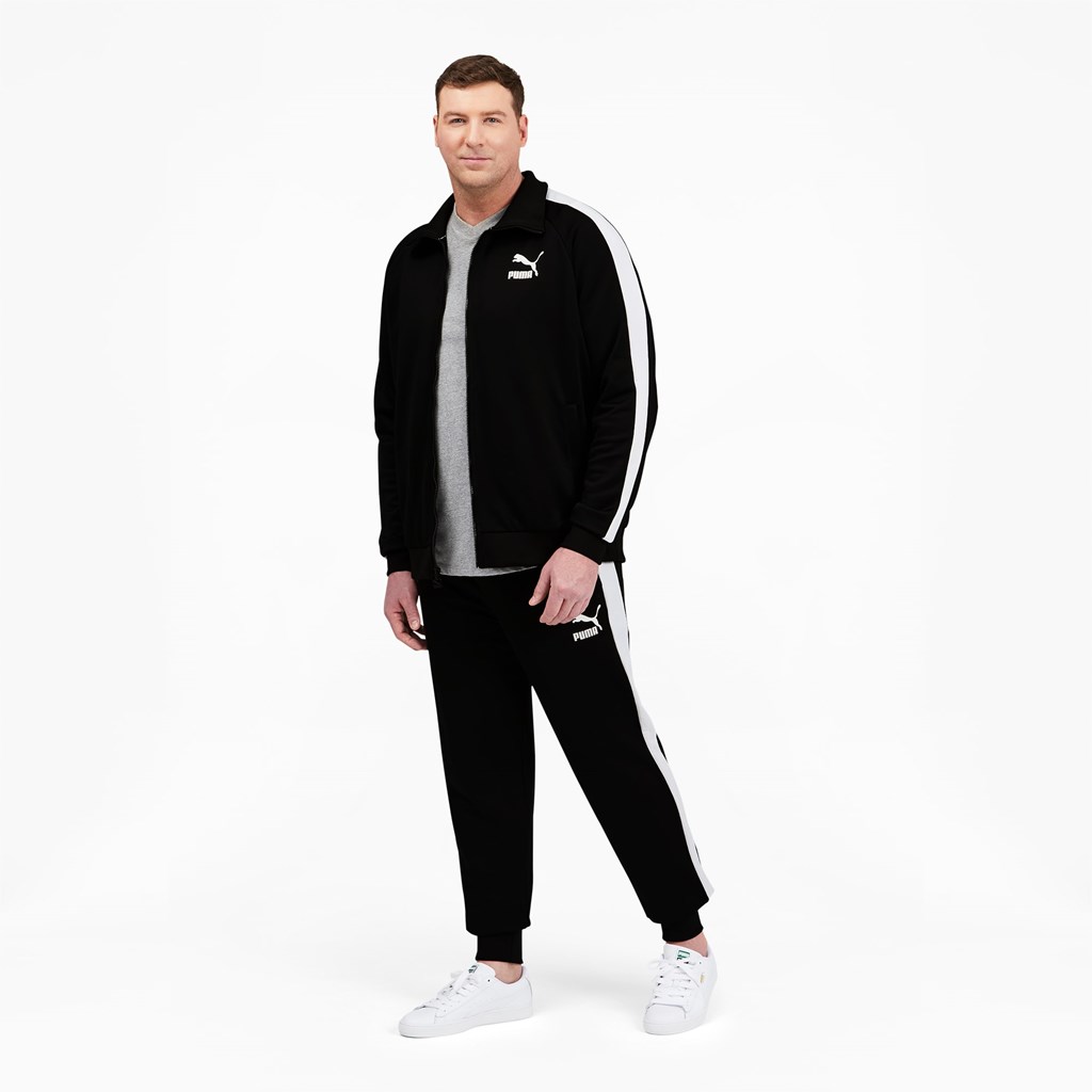 Puma Iconic T7 Track BT Jakke Herre Svarte Hvite | 357AVLCYI