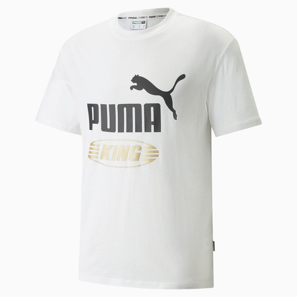 Puma King Logo Løpe Tskjorte Herre Hvite | 915KGWNIC