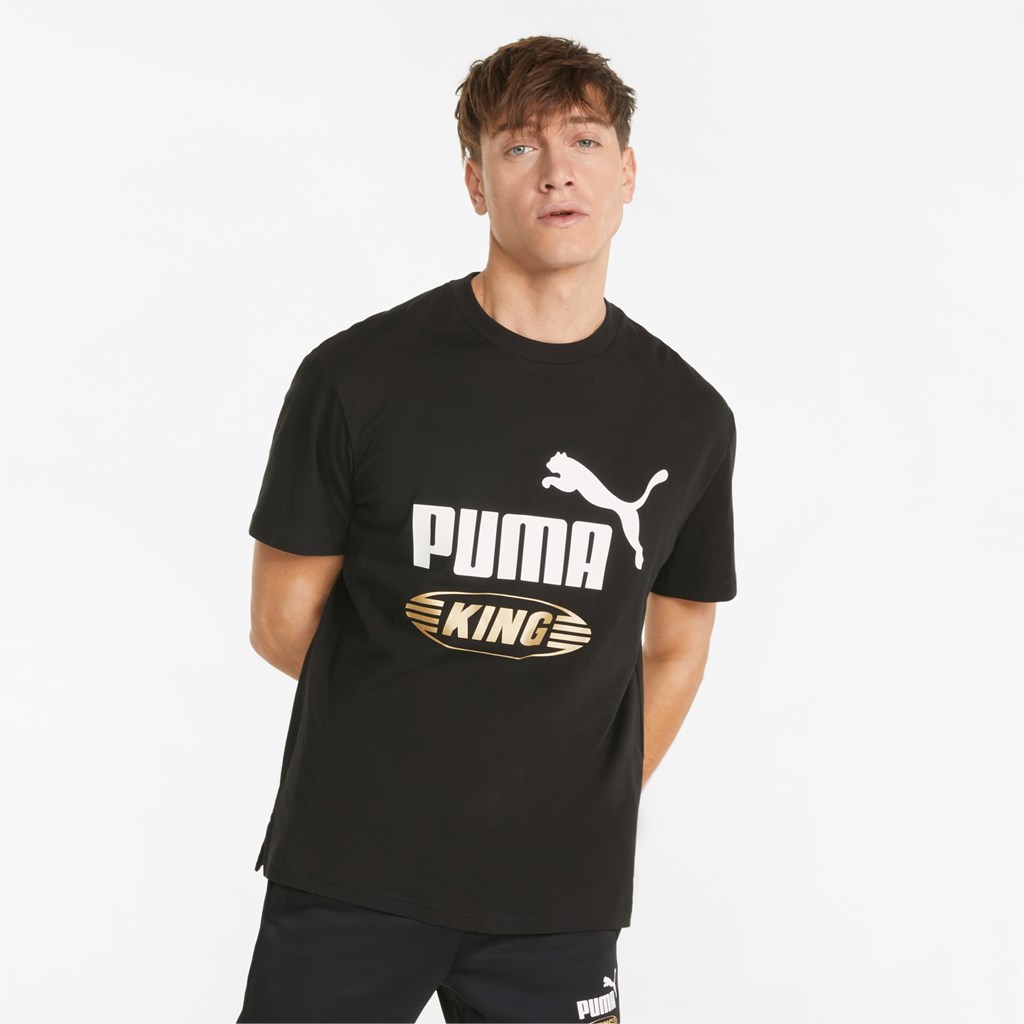 Puma King Logo Løpe Tskjorte Herre Svarte | 875XQRUFL