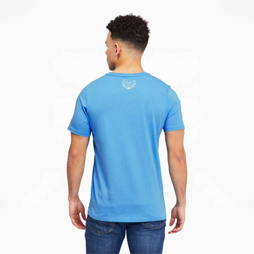 Puma Lightsense Box Logo Løpe Tskjorte Herre Bleu Azur | 235TPLMUX