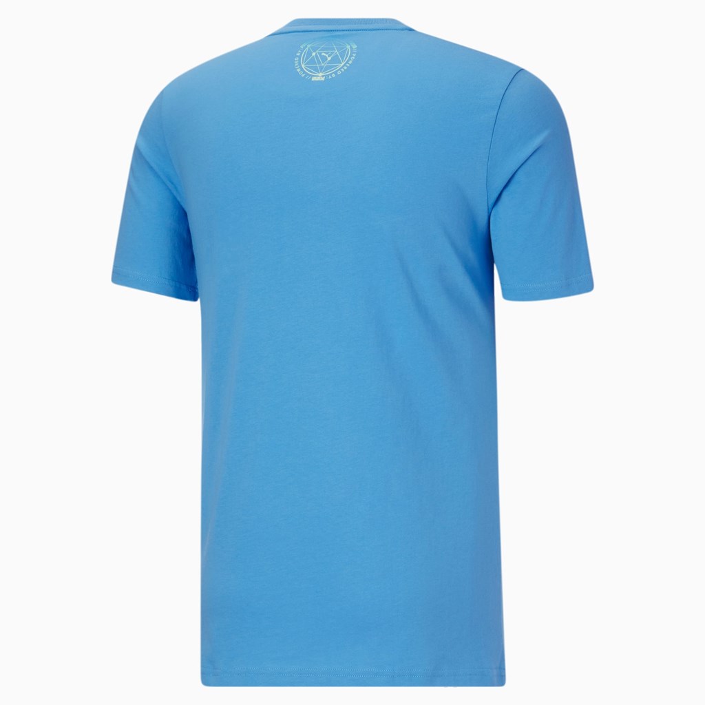 Puma Lightsense Box Logo Løpe Tskjorte Herre Bleu Azur | 235TPLMUX