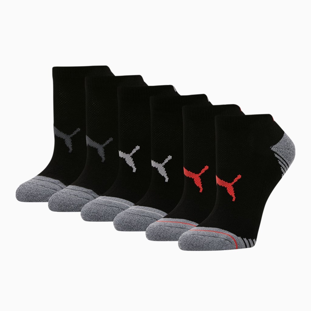 Puma Low Cut Socks [6 Pack] Sokker Dame Svarte Rød | DT4751308