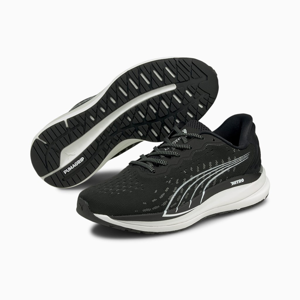 Puma Magnify Nitro Jogge Joggesko Dame Svarte Hvite | TH2716458