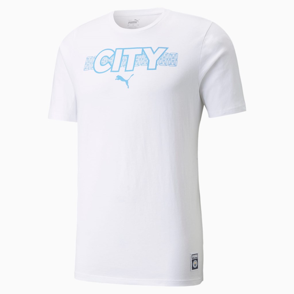 Puma Manchester City FtblCore Soccer Løpe Tskjorte Herre Hvite Lyse Blå | 905DBNAYT