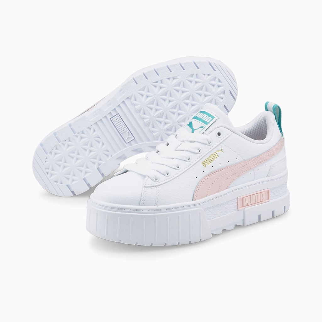 Puma Mayze Lær Jr Joggesko Jente Hvite Rosa | KF4217986