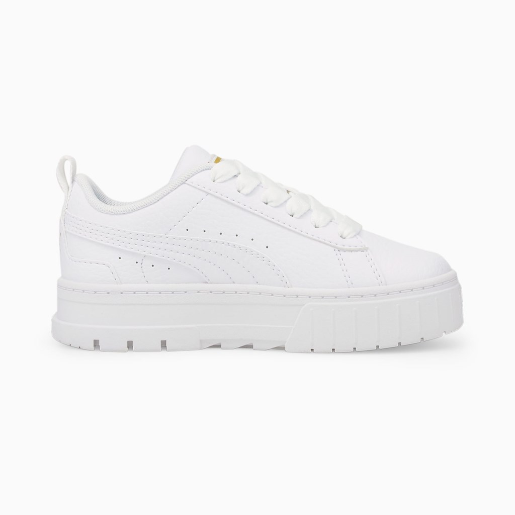 Puma Mayze Lær Little Joggesko Jente Hvite Gull | JX5286703