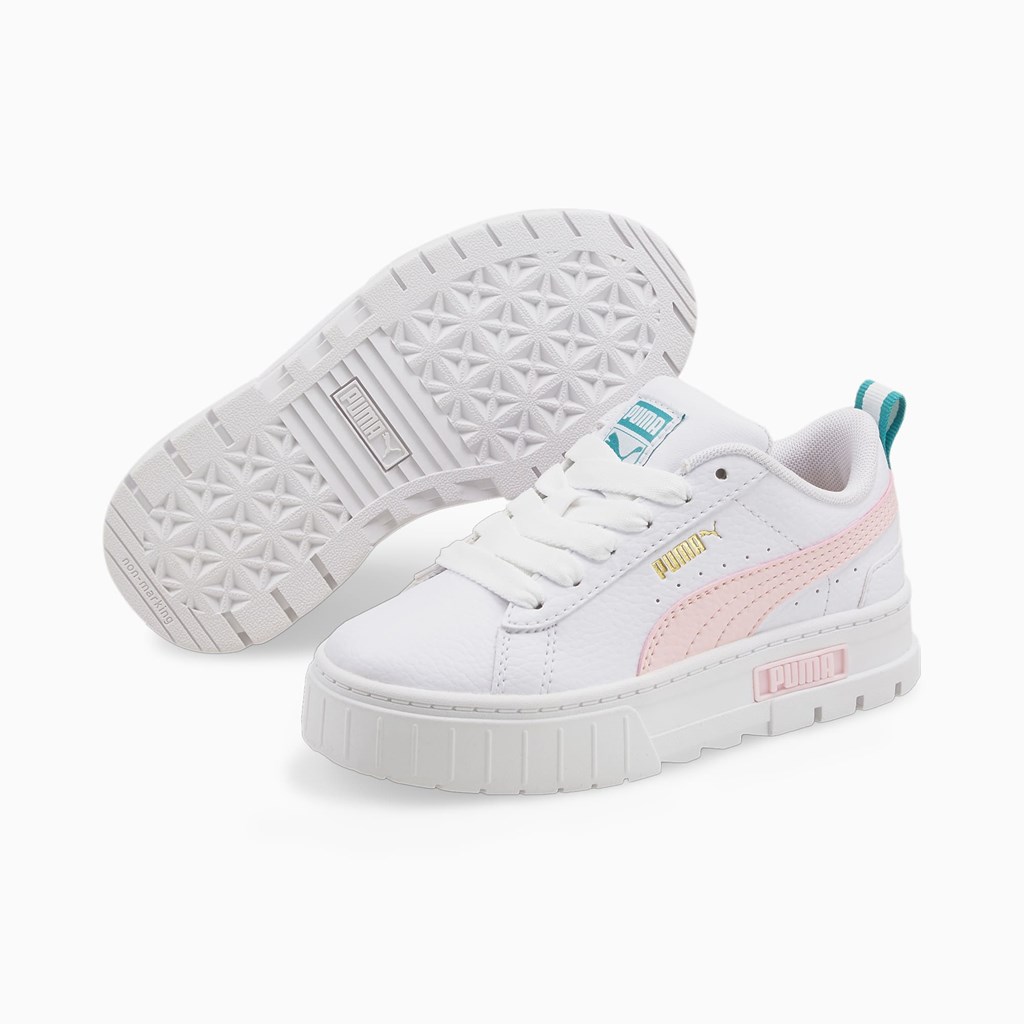 Puma Mayze Lær Little Joggesko Jente Hvite Rosa | KT3275916