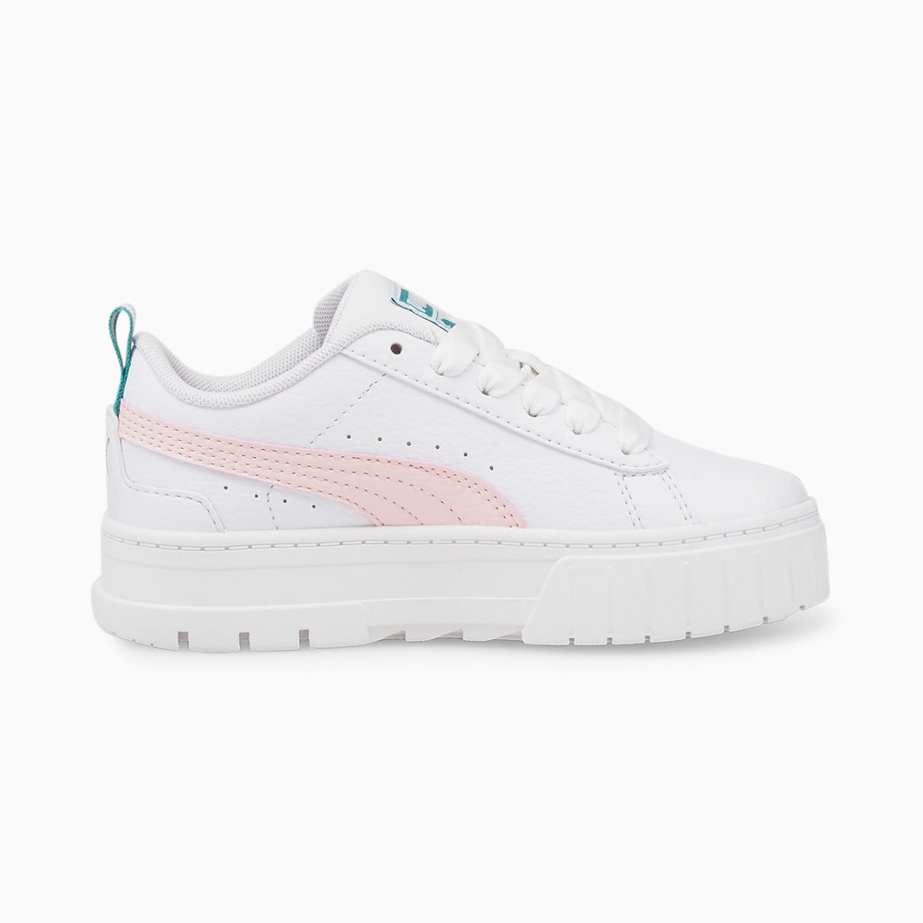 Puma Mayze Lær Little Joggesko Jente Hvite Rosa | KT3275916