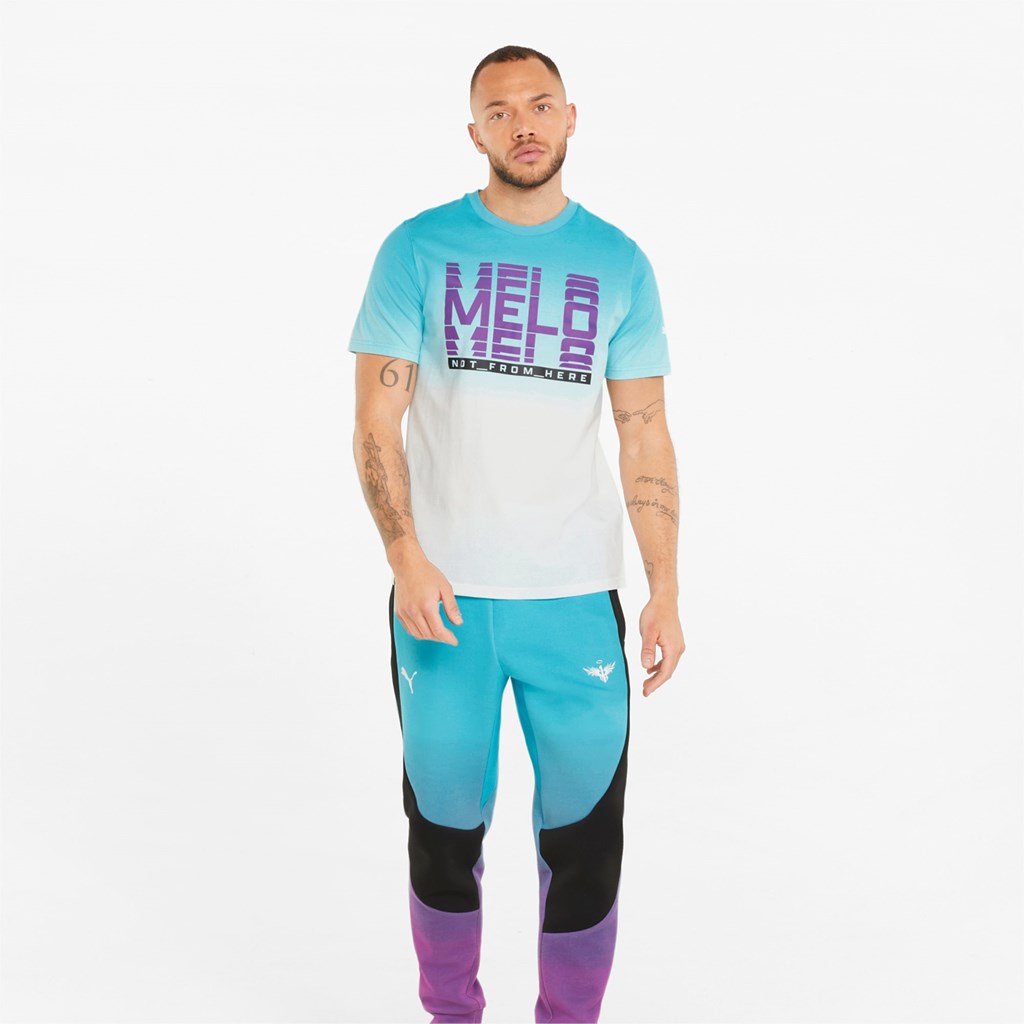 Puma Melo Fade Kort Sleeve Basketball Løpe Tskjorte Herre Blå | 140NDAZTO