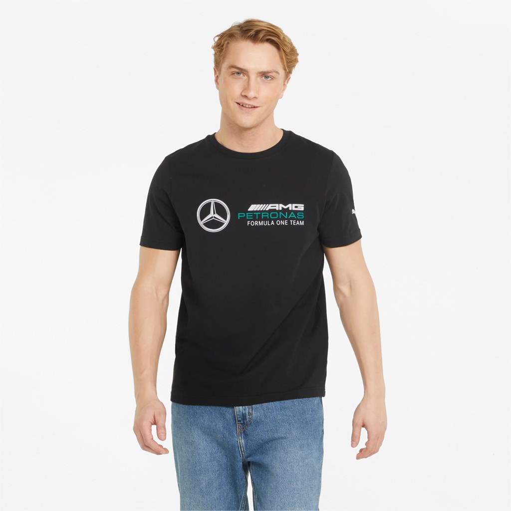 Puma Mercedes F1 ESS Logo Løpe Tskjorte Herre Svarte | 057BAOYTI