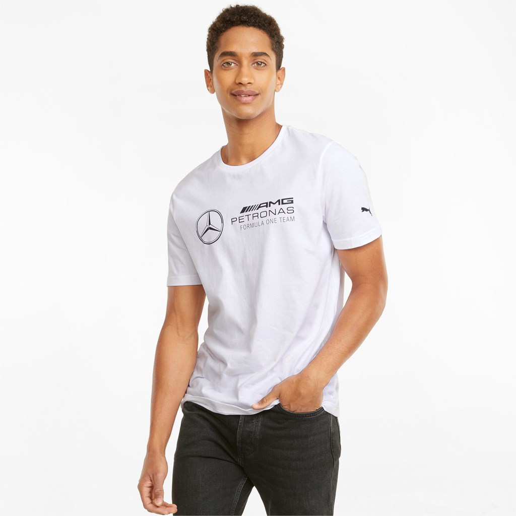 Puma Mercedes F1 Logo Løpe Tskjorte Herre Hvite | 461ALOKEY