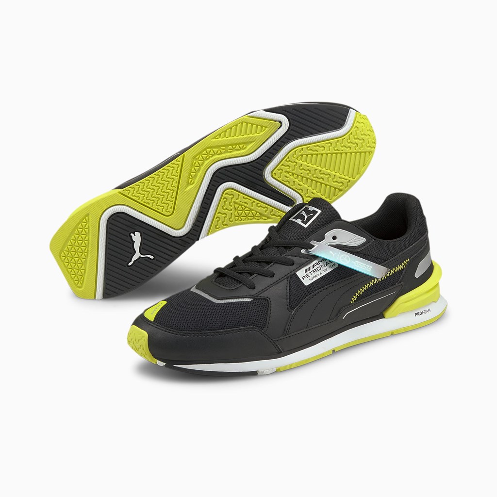 Puma Mercedes F1 Low Racer Racing Sko Herre Svarte Gul Hvite | 134IZUNEF