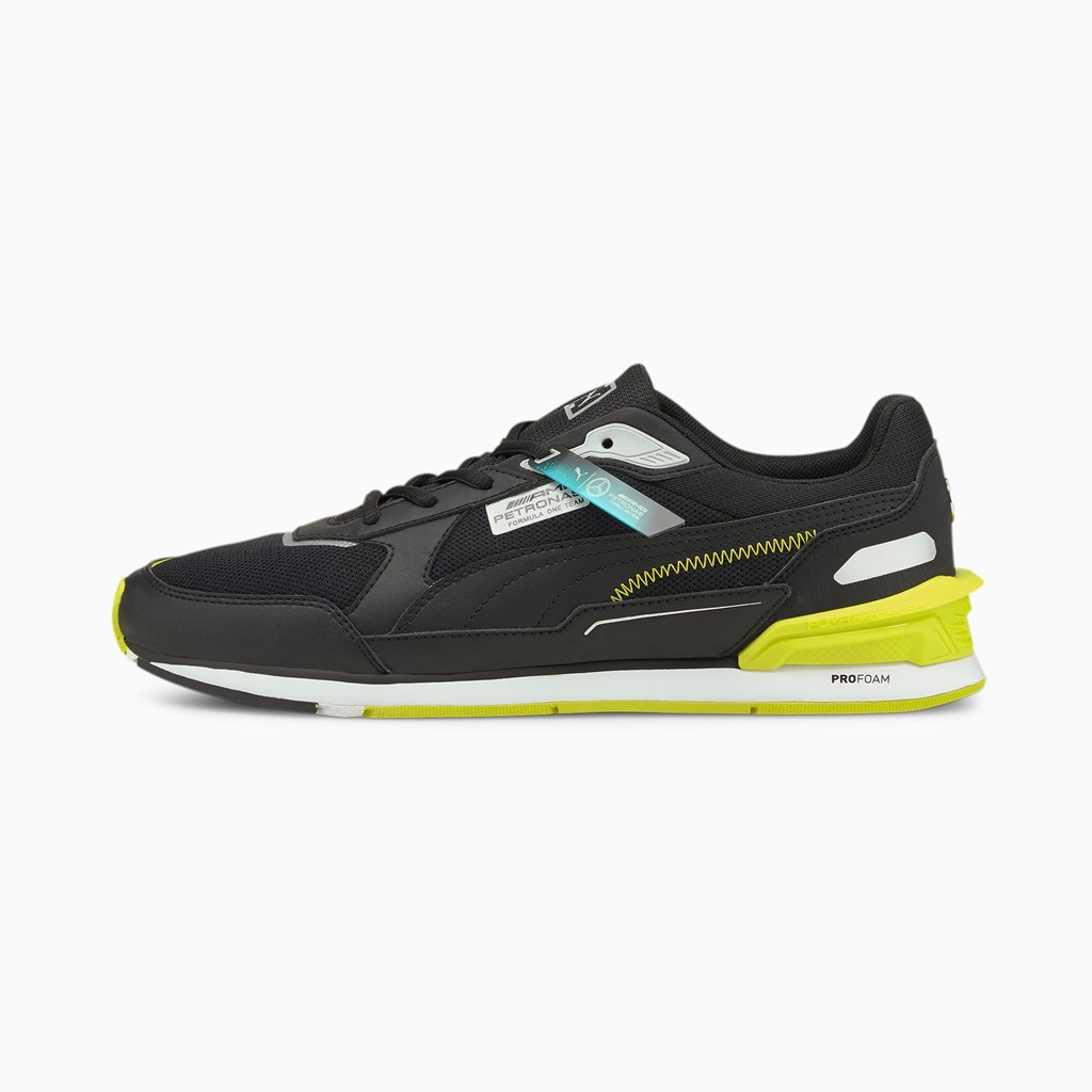 Puma Mercedes F1 Low Racer Racing Sko Herre Svarte Gul Hvite | 134IZUNEF