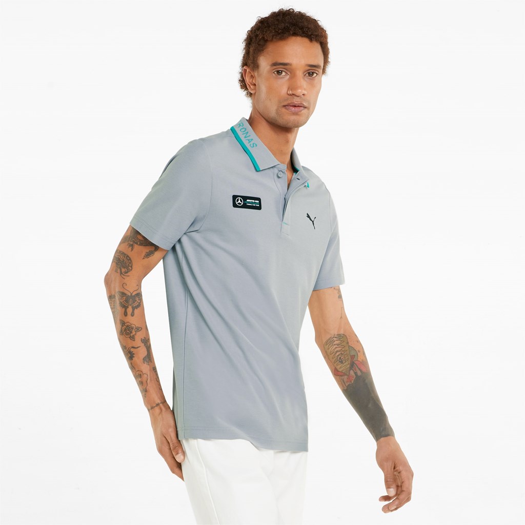 Puma Mercedes F1 Piqué Polo T Skjorte Herre Sølv | 567FQLDWE