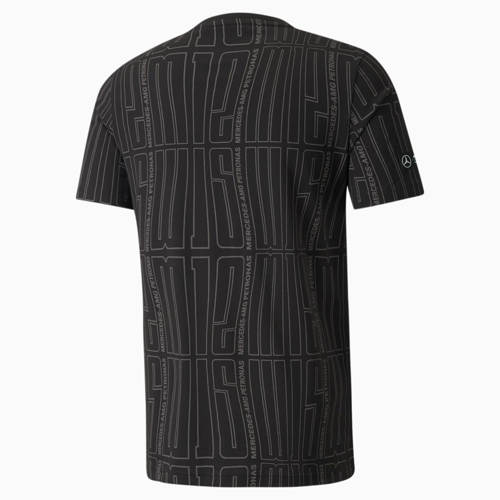 Puma Mercedes F1 Printed Logo Løpe Tskjorte Herre Svarte | 126DWIECV